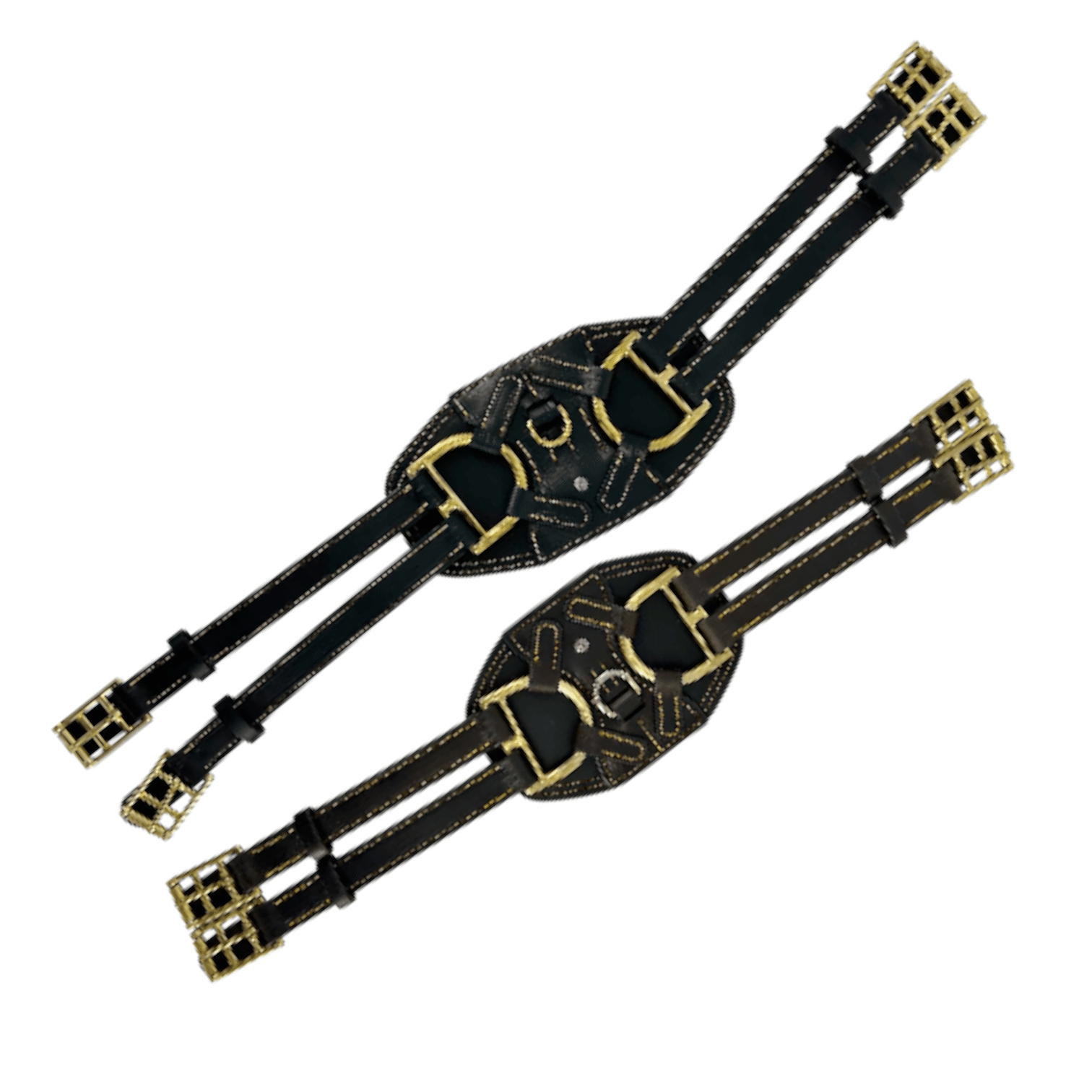 Equigurt-schwarz-dunkelbraun-messing-Kontrastnaht-01-scaled